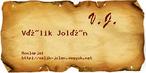 Válik Jolán névjegykártya